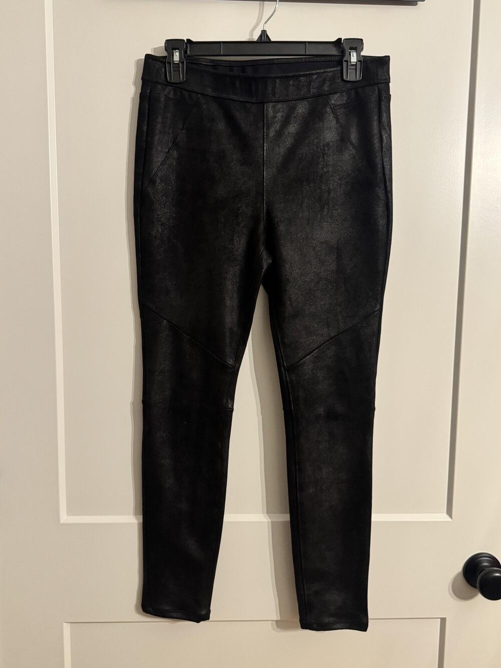 Free People Legging Sz 8 Black Faux Leather Coated Ankle Pull On Stretch Capsule